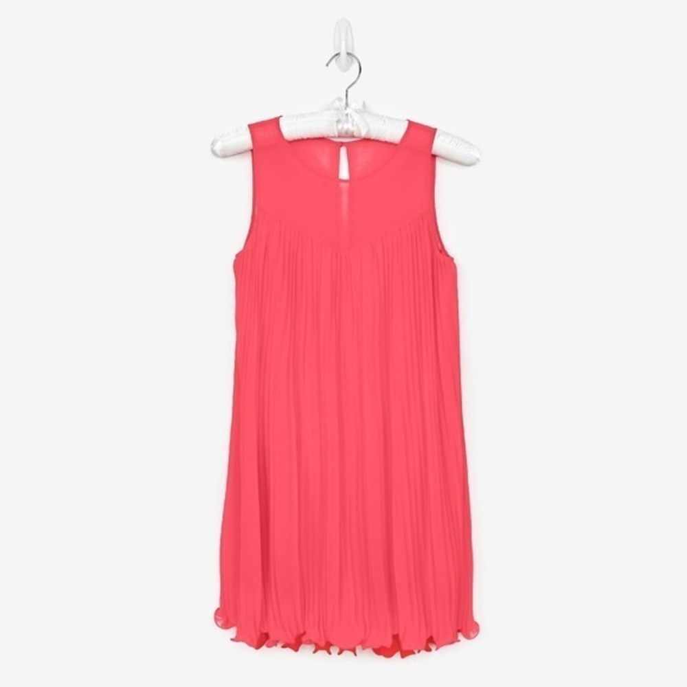 Maeve Layered Pleat‎ Swing Dress Size 0 Pink Barbie Cocktail Party Glam Girlcore